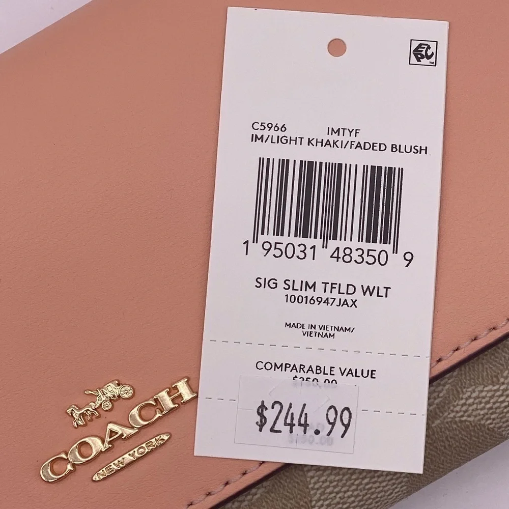 Coach Slim Trifold Wallet In Signature Canvas - Picture 12 of 12